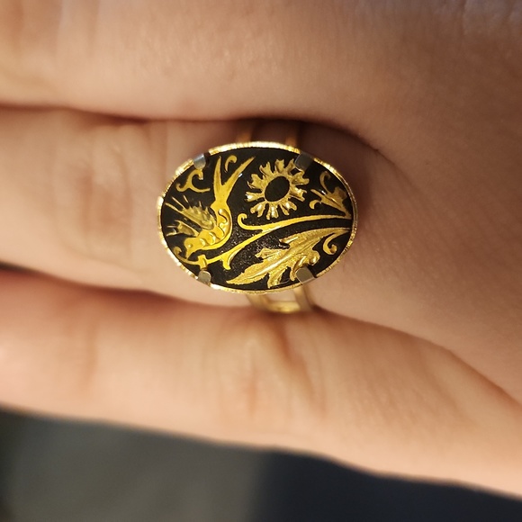Vintage Damascene Ring - Picture 3 of 5